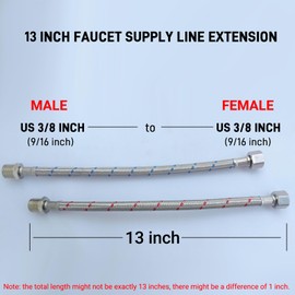 Faucet Water Supply Line Extension 3/8“ M-F Hose Extender, 13 Inch