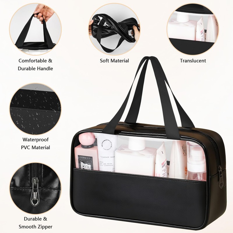 elzle Borse da Toilette Trasparente,Borsa Portatile per Trucchi,Necessaire da Viaggio