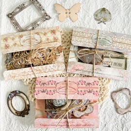 Arpaper Scrapbook Bullet Journal Accessories 120 Pieces Laser Hollow Flower Window Mechanism Collage Card Stickers Scrapbooking Vintage Set Scrapbooking Accessories Bullet Journal Sticker for Photo