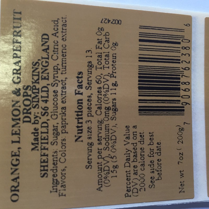 Simpkins Travel Sweet, Orange Lemon & Grapefruit Drops, One 200g