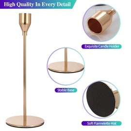 Anndason Set of 3 Gold Candlestick Holders Gold Candle Holder Taper Candle Holders Candle Holders Decorative Candlestick Holder for Home Decor, Wedding, Dinning, Party, Anniversary (Gold)