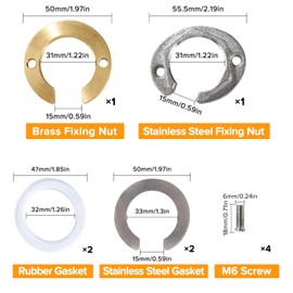 Lyeteung 2 Pieces 31 mm Tap Fixing Nut Set, Tap Fixing Part for Kitchen, Bathroom, Household Hot and Cold Faucet, Brass and Stainless Steel