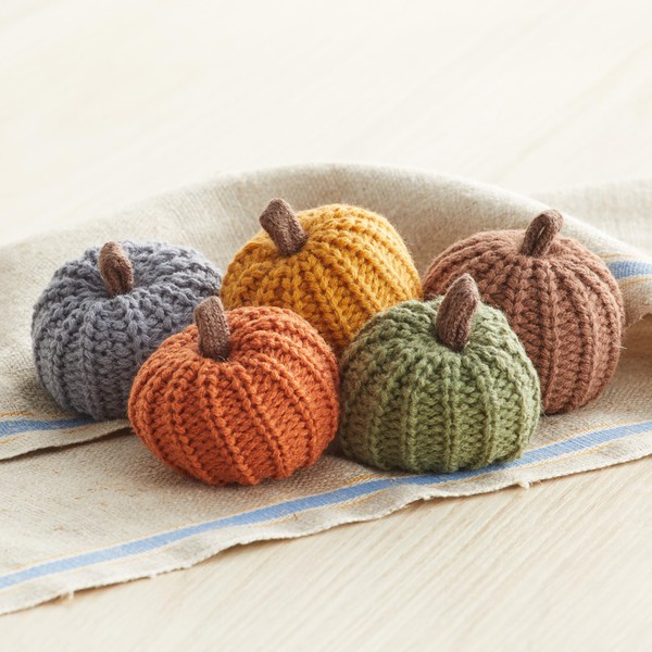 Mini pumpkins set of 5, knit pumpkin decor, cozy season