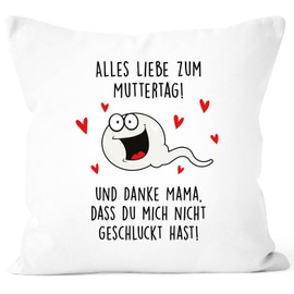 MoonWorks® Cushion Cover "Danke DASS du Mich Nicht geschluckt hab" Gift Mum Mother's Day Funny White 40 cm x 40 cm