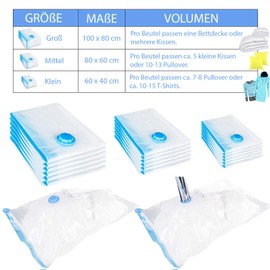 REXOO 6-Piece Vacuum Bag 100 x 80 cm Storage Bag Bag Vacuum for Textiles of Any Kind Space Saver