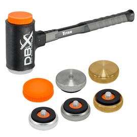 Titan DBX 63634 28oz Dead Blow Hammer Set with Interchangeable Polyurethane, Steel, Aluminum, & Brass Striking Faces, Rebound Resistant, 14" Shock Absorbing Fiberglass Handle with Textured Grip