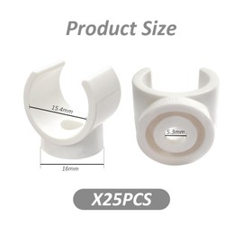 Pack of 25 Water Pipe Clamps, Plastic Pipe Clamps, Pipe Mounting Clamps, U Shaped Pipe Clamps, Hose Holders, Pipe Accessories, Pipe Support Clamps (White)