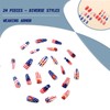24PCS Independence Day Press on Nails Medium Square Fake Nails,