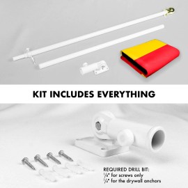 UD_G128 Combo Pack: 6 Feet Tangle Free Spinning Flagpole (White) Belgium Belgian Flag 3x5 ft Printed 150D Brass Grommets (Flag I