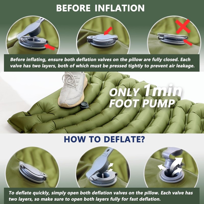 Pretyw Sleeping Pad for Camping - Ultralight Camping Mattress with