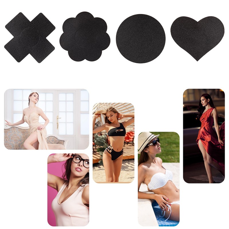 KoMvzyl 80Pcs Disposable Breast Covers, 4 Styles Nipple Covers Pasties