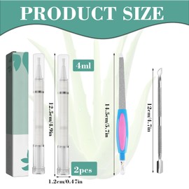 Pack of 2 Nail Care with Nail File, Nail Care Pen, Nail Oil Pen, Health Routine Nail Care, Nail Nutrition Oil, with Vitamin E & Aloe Vera, for Nourished Fingernails and Toenails