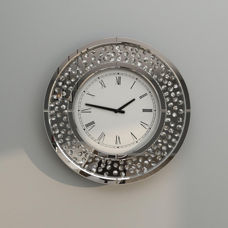 Deco 79 Glass Decorative Wall Clock Mirrored Wall Clock for