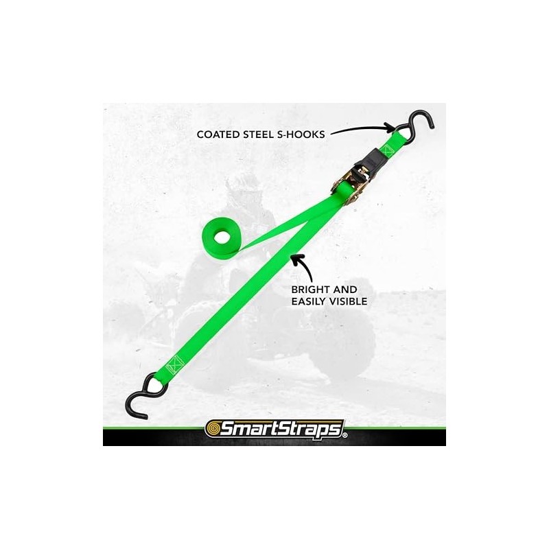 Smartstraps Ratchet Straps - 6Ft Grn Padded Ratchet 2Pk 1,500Lb