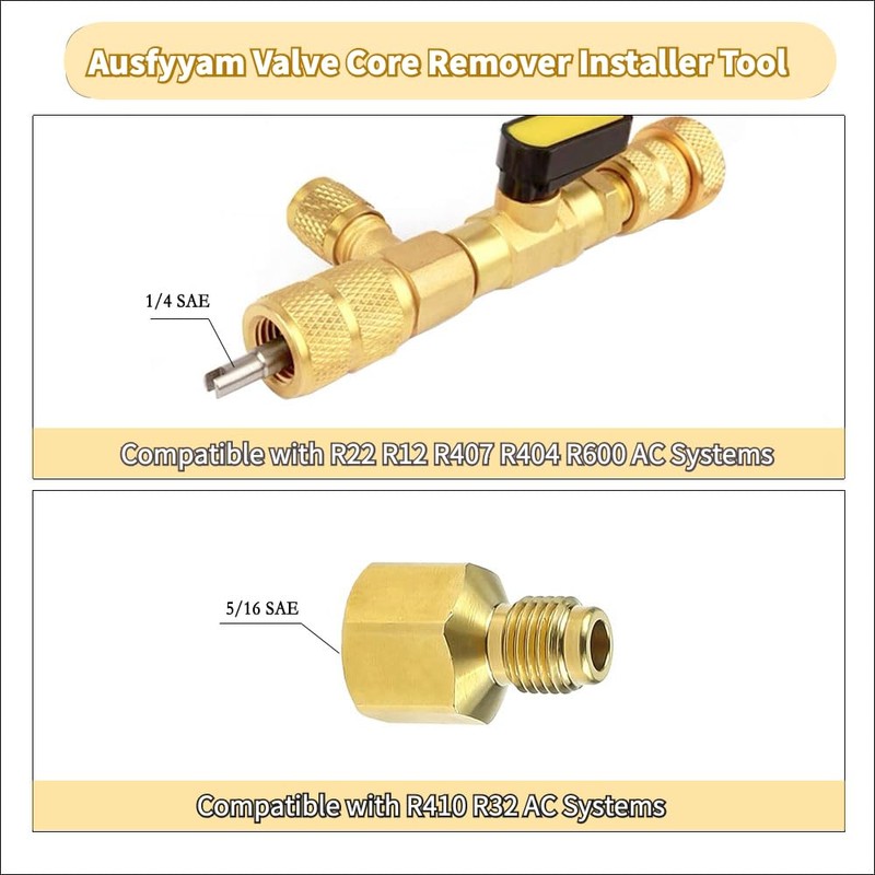 Ausfyyam Valve Core Remover Installer Tool & HVAC Service Wrench