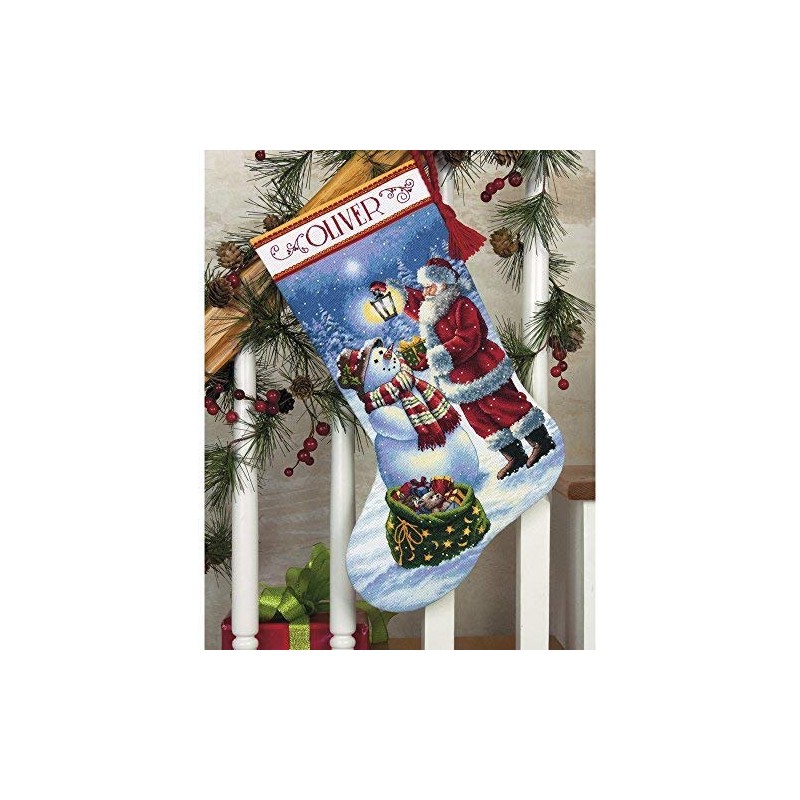 DIMENSIONS 70-08952 Counted Gold Collection Stocking: Holiday Glow, Aida, White,