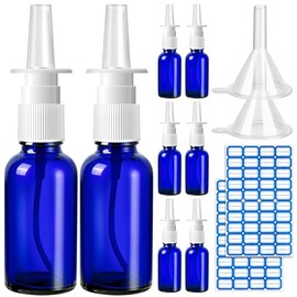 10 botellas de spray nasal vacías, 1.0 fl oz/1 oz, 6 botellas de spray nasal recargables de vidrio de niebla fina con 2 embudos y 2 etiquetas