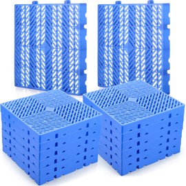 Colingmill 10 Pcs 15.75 x 15.75 x 1.97 Inch Plastic Pallets Lightweight Moisture-Proof Floor Waterproof Storage Grid Pad Grid Ventilation Pallet for Garage Supermarket Outdoor Basement(Blue)