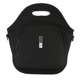 Sok It Lunch Tote Zippered Bag Insulated Neoprene Caddy (Black, Large Neoprene Lunch Tote)