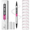 Curved Eyebrow Pencil with 10Pcs Stencils, 2-in-1 Dual-Ended Microblading Eyebrow