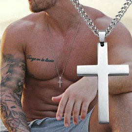 Fashion Jewelry Big CROSS CHRISTIAN FAITH PRAY GOD Pendant 925 Sterling Silver 20" Necklace men