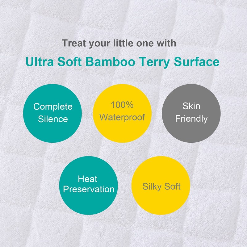 Waterproof Travel Cot Mattress Protector, Fits For 95x65cm Travel Cot