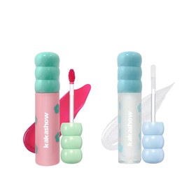 Lip Gloss, Fruity Glass Tint Pearl Gloss Fruity Glass Tint Adorable Berry Bundle, Highly Pigmented Strawberry Pink Shade with Glowing effect (2 pcs） (2#, 17g)