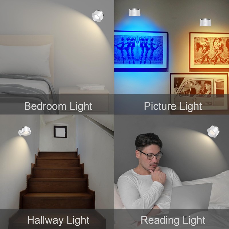 Speclux LED Wall Sconces Set of Two, Rechargeable Battery Operated