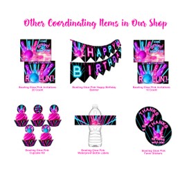 Bowling Cupcake Toppers and Cupcake Wrappers - 24 Cupcake Toppers and 24 Cupcake Wrappers - Bowling Party Supplies - Bowling Party Decorations - Glow Pink Cupcake