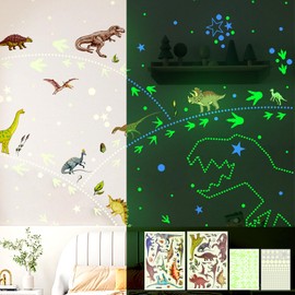 SNAIL GARDEN 688 Pieces Glow in The Dark Dinosaur Stickers, Dinosaur Wall Stickers, Luminous Wall Stickers, Dinosaur Wall Decoration, Animal Wall Stickers for Children, Bedroom, Children's Room Decor