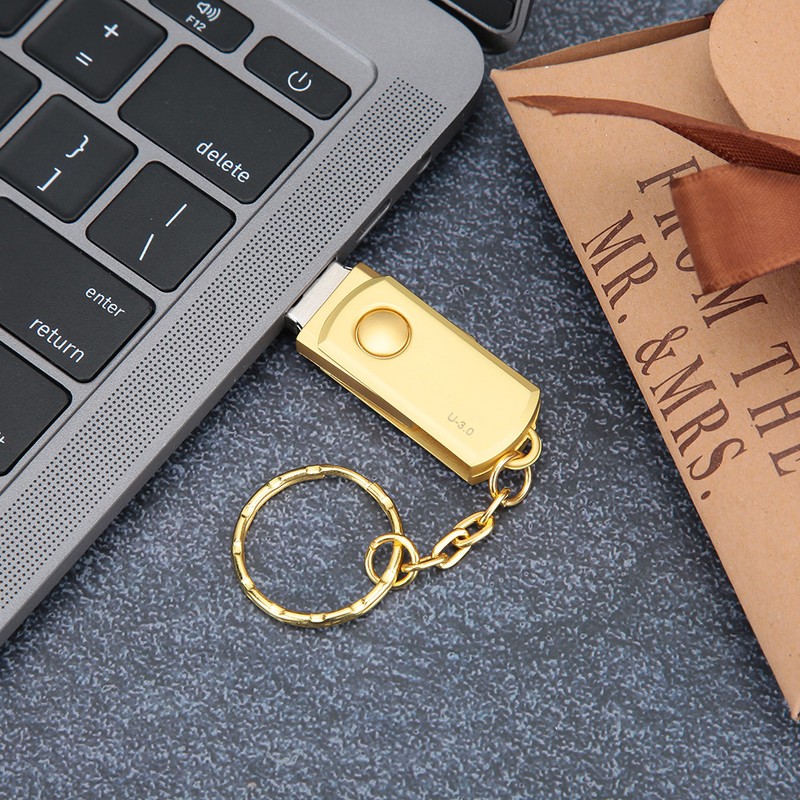 Gold Metal Rotating U Disk with USB Interface for Windows