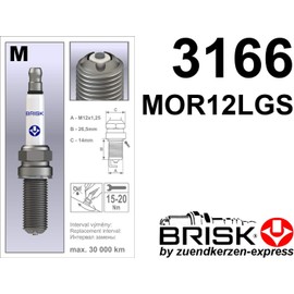 BRISK Premium Racing MOR12LGS 3166 Spark Plugs (Pack of 2)