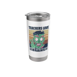 Retro Teachers Love Brains Zombie Stainless Steel Insulated Tumbler