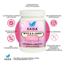 Myo Chiro Inositol Suplemento Alimenticio Potenciado Inulina Agave Zinc Ácido Fólico Vitamina Equilibrio Hormonal Fertilidad Bienestar Femenino Saisa
