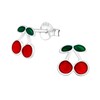 Cherry Stud Earrings - 925 Sterling Silver
