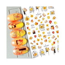 Maple Fall Leaf Nail Sticker Thanksgiving Hawthorn Frame Lines G782Ms Nail Wraps Art Stickers Manicure Supplies for Women for Home Nails Full Long Lasting Easy Apply and Remove