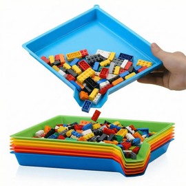 Reallnaive 6 Pcs Multicolor Plastic Art Sorting Funnel Trays Quick Sorting Activity Serving Tray Stackable Funnel Plate Craft Organizer for Classroom Home School DIY Projects (Bright Color)