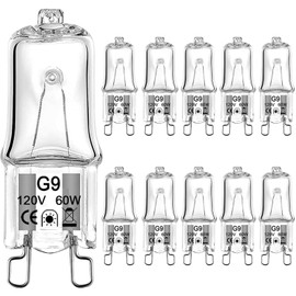 G9 Halogen Bulb 60 Watt 120 Volt Dimmable T4 JCD Type Bi-Pin Base for Chandeliers, Pendants, Cabinet Lights, Landscape Lights Replacement, Warm White (10 Pack)