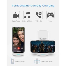 NANAMI Upgraded Fast Wireless Charger, Qi-Certified Wireless Charging Stand f...
