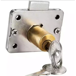 SAUTOP Cabinet Lock - 1Set Carbon Steel Solid Rectangle Base Screw Fixed Security Wardrobe Copper Lock with Key Cabinet Locker Furniture Hardware Lock