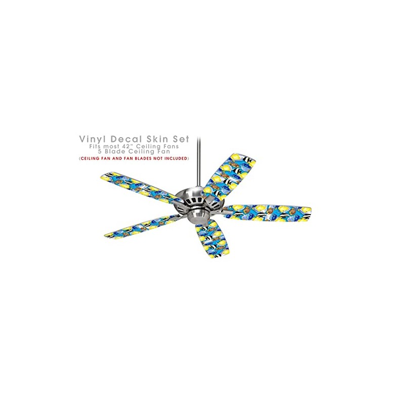 Tropical Fish 01 Blue Medium - Ceiling Fan Skin Kit