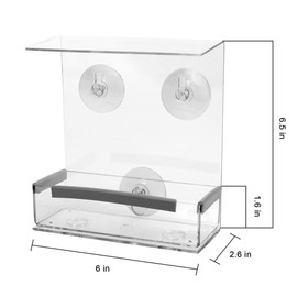Window Bird Feeder with Strong Suction Cups, Kitchen Window Bird Feeder Acrylic Hanging Bird Feeder Outdoor Suction Bird House for Outside Wild Birds Cardinal, Blue Jay, Finche, Chickadee (Flat Roof)