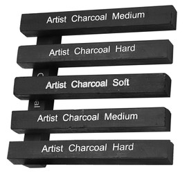 Compressed Charcoal Sticks for Drawing, 6 PCs Break-Resistant Sketch Charcoal Pencils Set Black Square Soft/Medium/Hard Graphite Pencil for Drawing Painting Art Set for Students Beginners Kids Artist