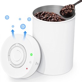 FIYAPOO Coffee Canister Airtight Stainless Steel Coffee Tin Vacuum Container and Date Display Coffee Beans Storage Container, Keeps Coffee Beans and Ground Coffee Fresh for Longer (500 g/1800 ml,