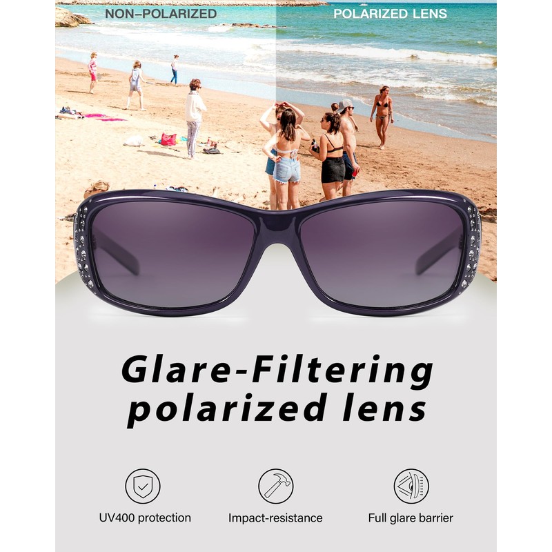 LVIOE Women's Polarised Sunglasses Large Sunglasses with UV400 Protection Category