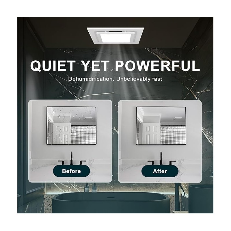 VENTIRI Bathroom Exhaust Fan with Light, 12 INCH, Upgraded Quiet