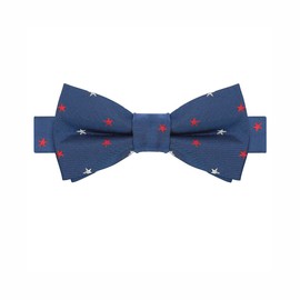 KissTies Pajarita de seda preatada para niños, diseño patriótico de los Estados Unidos, azul, rojo y plateado., Talla única