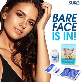 Surgiwax Cera de depilación facial para microondas, kit de cera dura – Depilación sin tirantes para cara y labio superior, kit de depilación en casa p