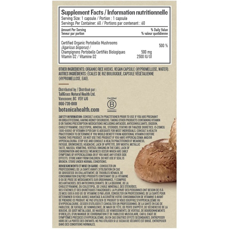 Botanica Organic Vegan Vitamin D Capsules 2500IU Super Concentrated -