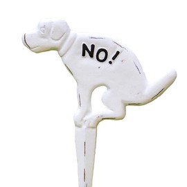 White Cast Iron No Fouling Dog Poo Sign Garden Lawn Ground Spike Metal Warning Plaque